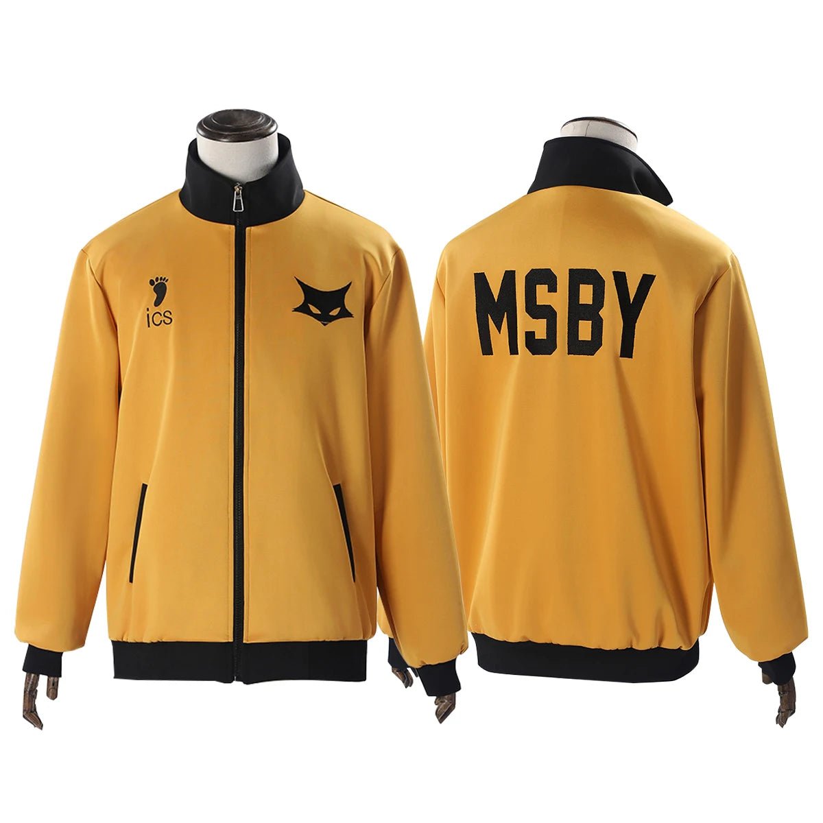 Haikyuu!! Hinata Shouyou Cosplay Kostüm Tracksuit mit Wolf Stickerei - Orange Schwarz