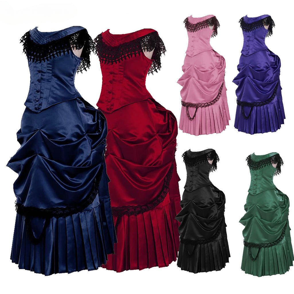 Viktorianisches Bustle Kleid | Gothische Königin Tracht Georgianisches Kleid für Maskerade & Reenactment