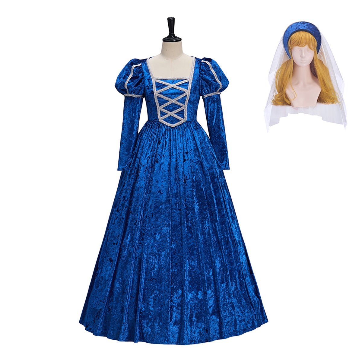 Mittelalter Renaissance Blaues Kleid Cosplay Kostüm