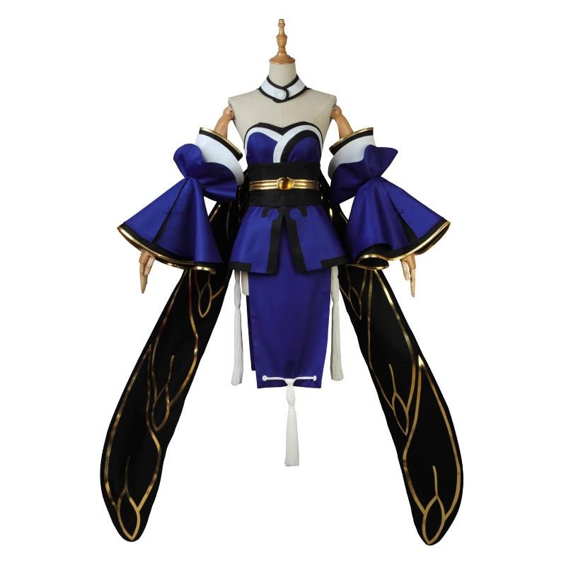 Tamamo no Mae Cosplay Kostüm - Blaues Kimono Kleid & Perücke für Anime Fans