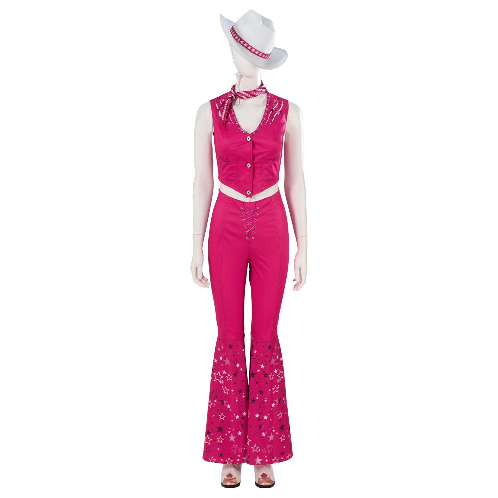 FAPUCO Barbie Cosplay Kostüm - 70er 80er Hippie Disco Pink Cowgirl Outfit für Film Bühne Party