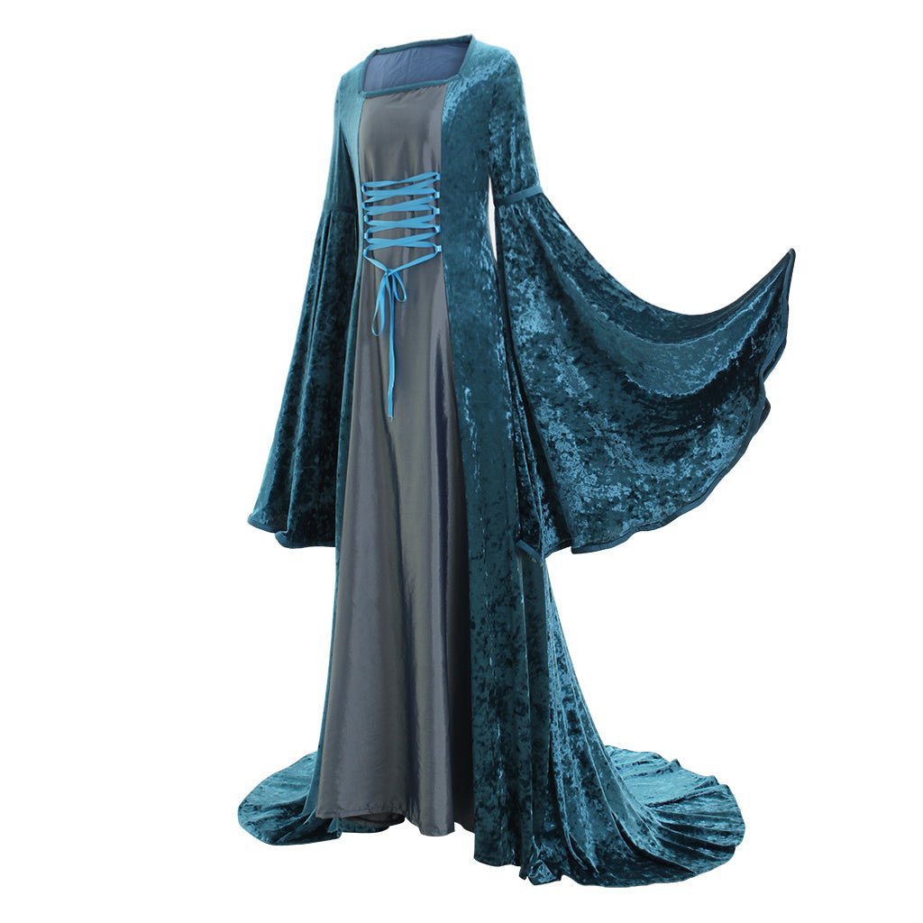 Damen Mittelalter Renaissance Historisches Blaues Kleid Inspiriert von Maedchen Samt Ballkleid Kostuem Viktorianisches Kleid