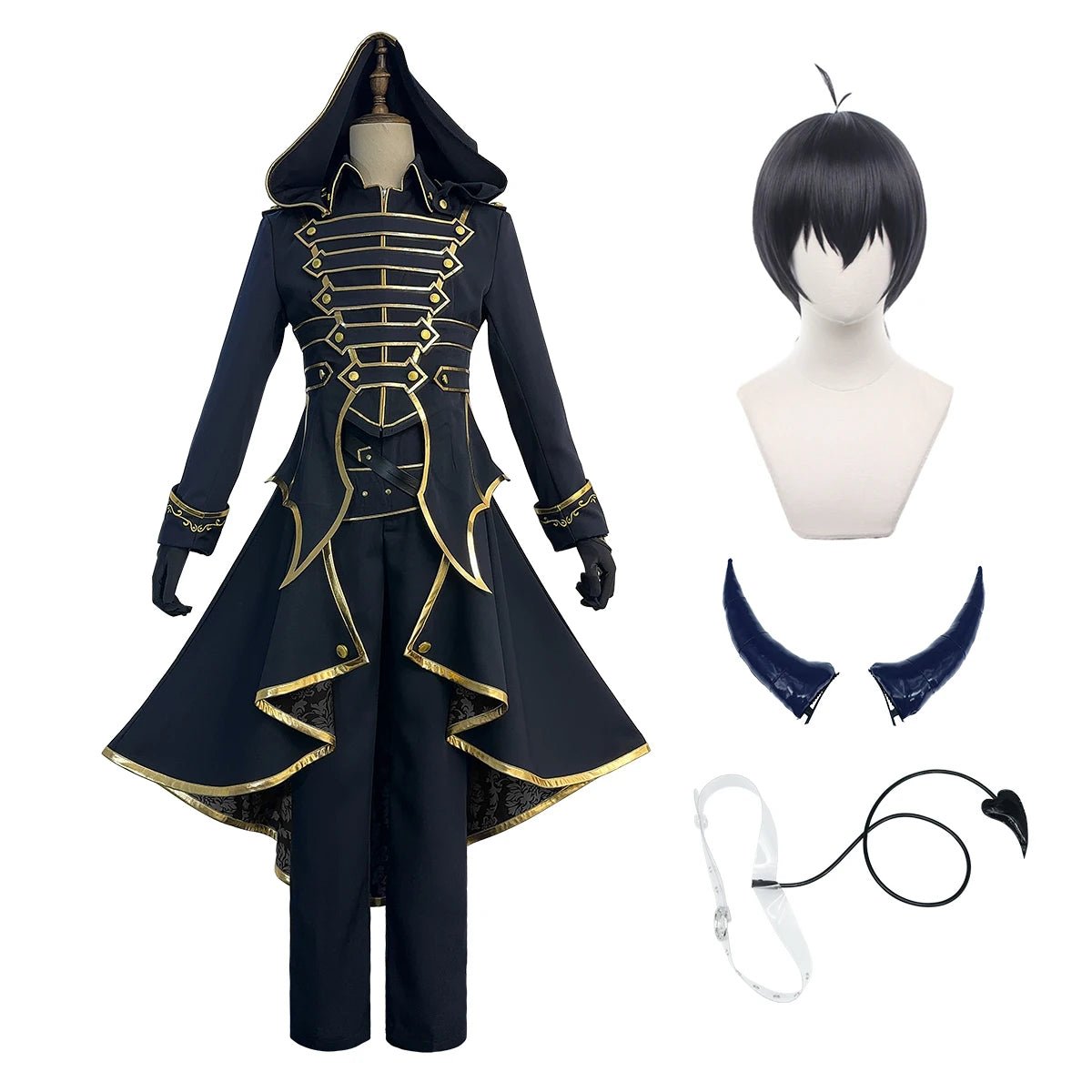 Blue Lock Anime Isagi Cosplay Kostüm Perücke Engel und Dämonen Böses Horn Schwanz Uniform Hose Rosennetz