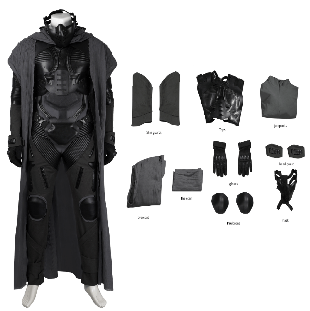 Dune 2 Paul Atreides Fremen Stillsuit Cosplay Rüstung Kostüm mit Overall & Maske