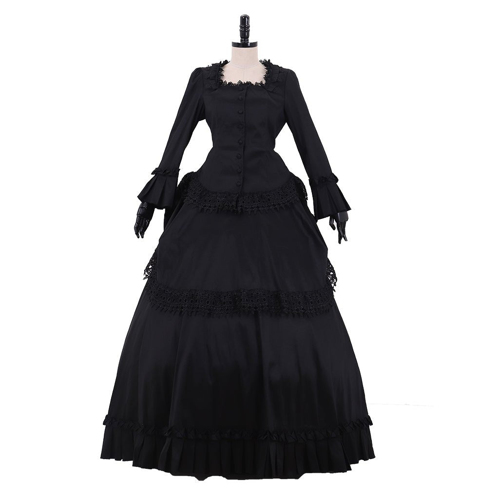 Viktorianisches Gotisches Bustle Kleid | Vintage Steampunk Ballkleid Kostüm für Cosplay
