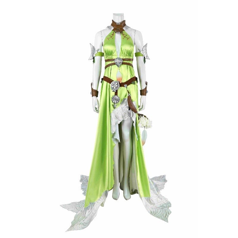 FF14 Nophica Cosplay Kostüm - Grünes langes Kleid für Halloween & Party