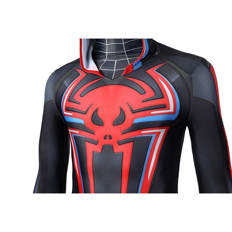 2099 Miles Morales Spiderman Hooded Jumpsuit Cosplay Kostüm für Halloween und Partys