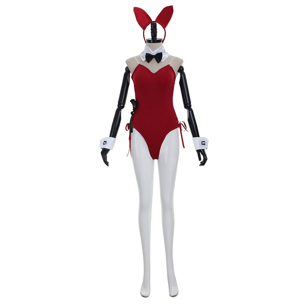 Bunny Girl Kostüm Rot Sexy Jumpsuit mit Ohrband Cosplay Kostüm