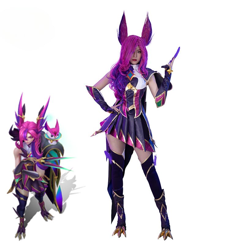 LOL Star Guardian Xayah Cosplay Kostüm Xayah Frauen Cosplay Anzug mit Umhang Halloween Karnevalsanzug Neue Version Vorbestellung