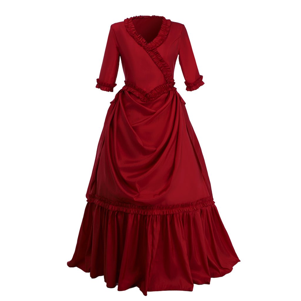 Mina Harker Cosplay Kostüm | Viktorianisches Rotes Ballkleid mit Bustle | Hochzeits- & Cosplay-Kleid für Damen