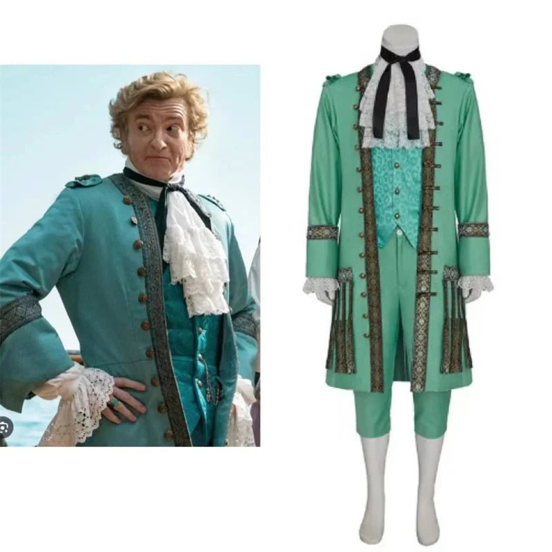 Stede Bonnet Piraten Cosplay Kostüm - Grünes Piratenuniform Set | Mittelalterliches Halloween Outfit