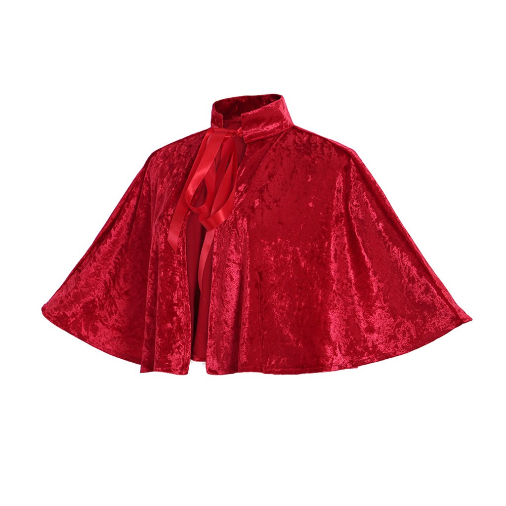 Rotes Viktorianisches Steampunk Cape Gothic Mittelalter Lolita Capelet für Damen – Eleganter Mini Umhang mit Kragen für Cosplay und Mode