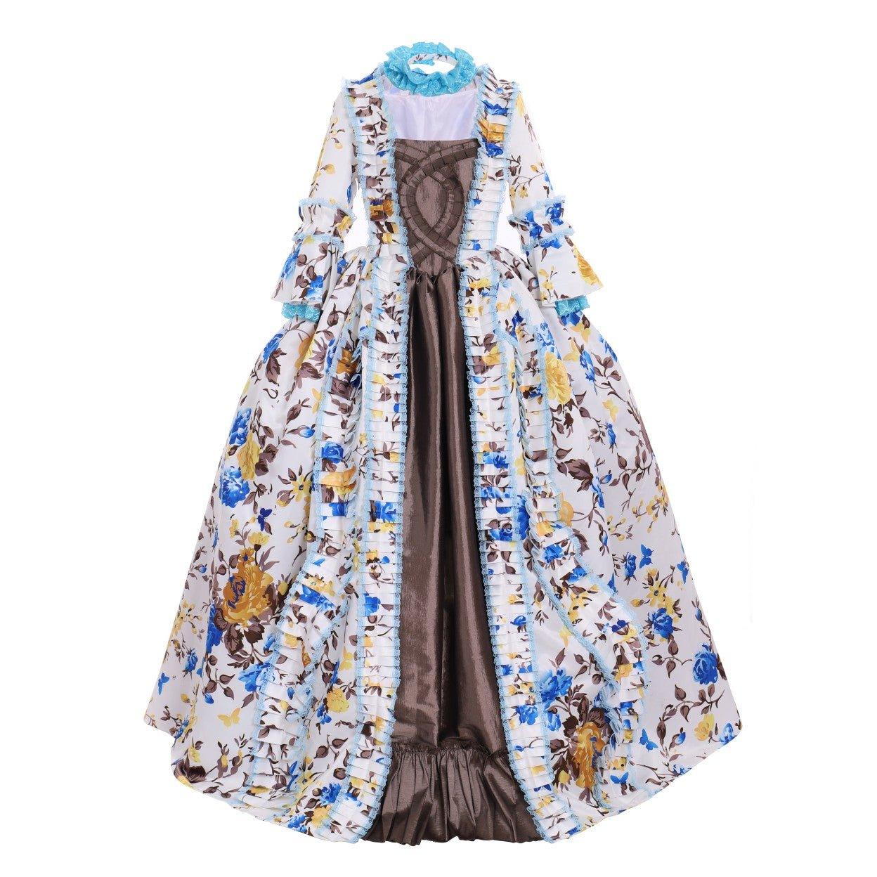 Mittelalterliches Blumenkleid | Marie Antoinette Cosplay Kostüm | Renaissance Rococo Ballkleid | Gotisches Viktorianisches Kostüm für Cosplay, Halloween und Partys