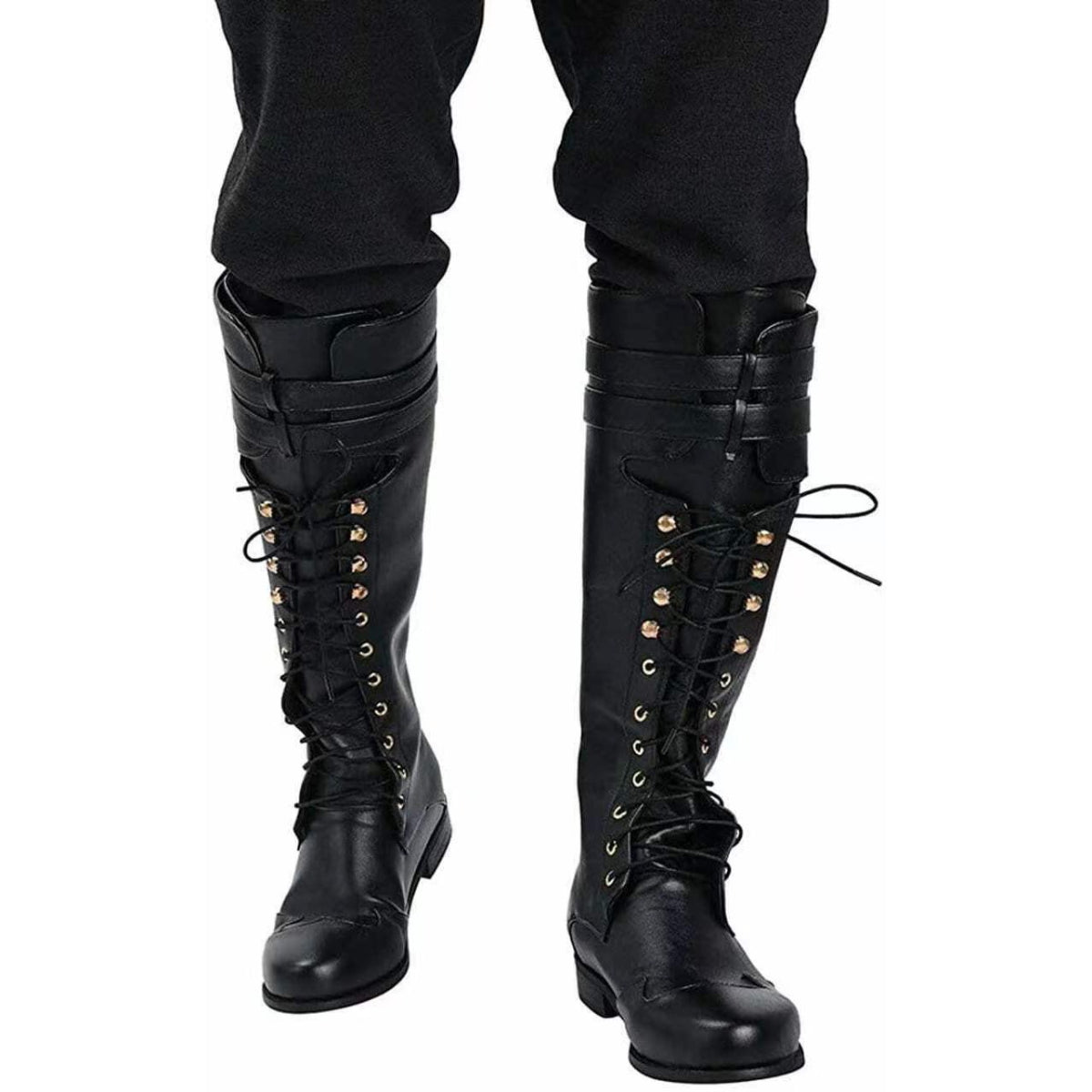 Mittelalterliche Steampunk Cosplay Stiefel für Männer & Frauen, PU Leder Piraten Larp Schuhe