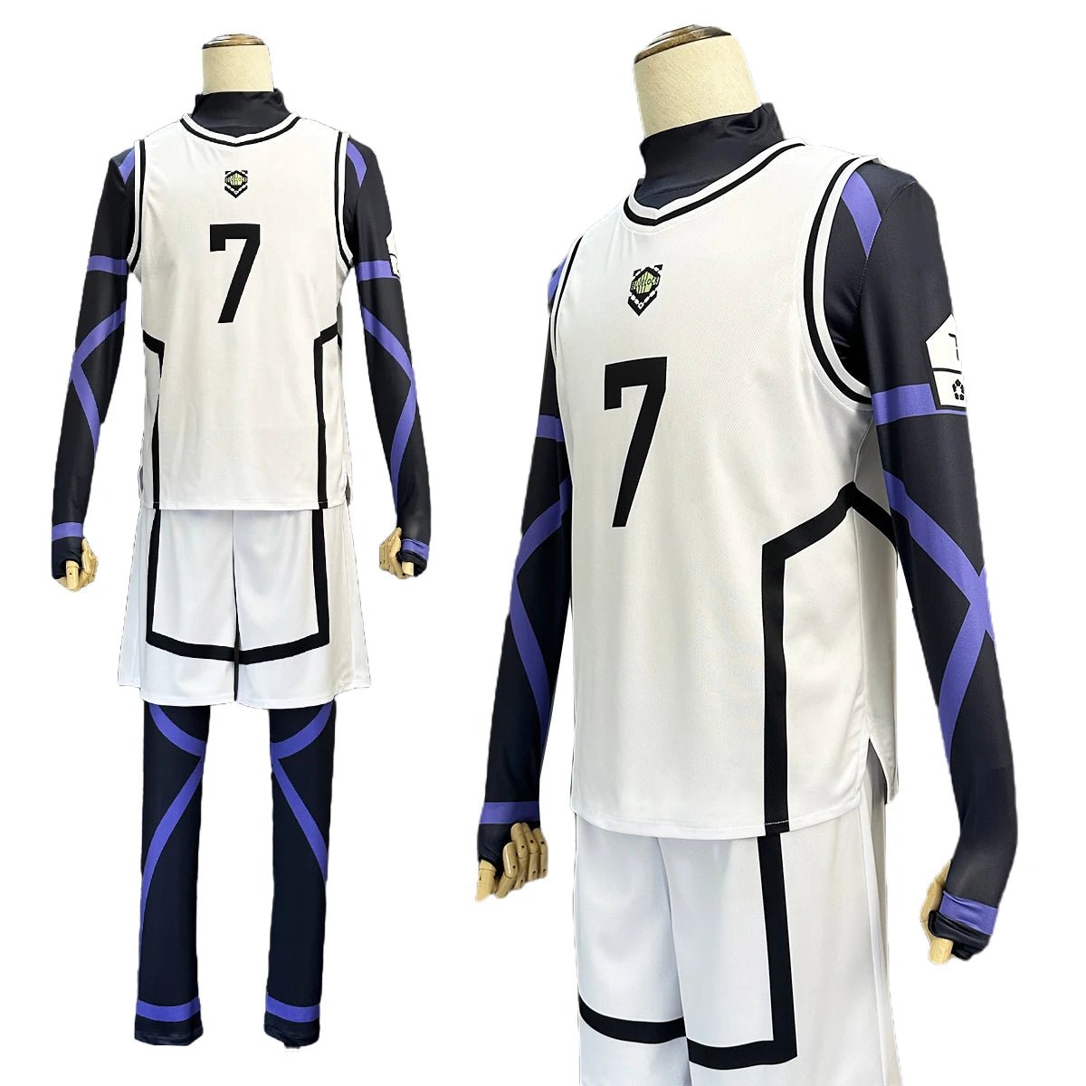 Blue Lock Anime Cosplay Kostüm Perücke NAGI Bachira Isagi Barou Weißes Fußballtrainingsoutfit Tägliche Trage Rose Netz Synthetik