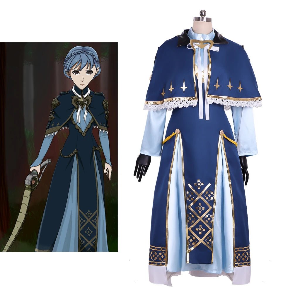 Spiel Fire Emblem Marianne Cosplay Kostüm Frauen Elegantes Blaues Uniform Kleid Halloween Party Comic Con Bühnen Show Outfits