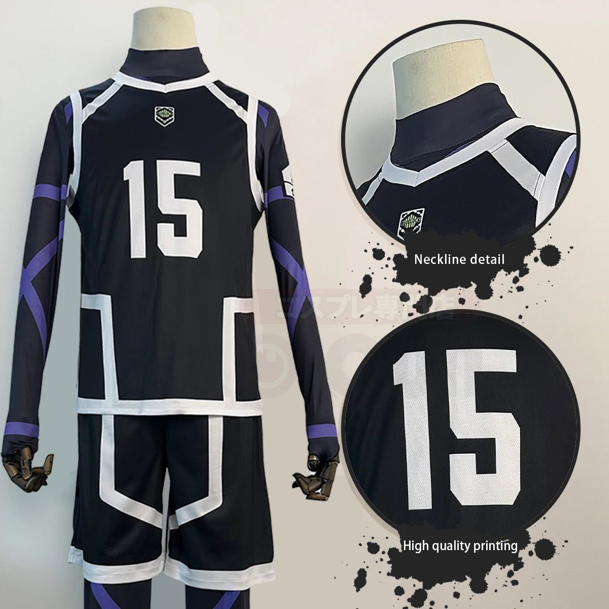 Blue Lock Saison 2 Anime Isagi Cosplay Kostüm Perücke NO.15 Trainingsjersey 4-teilig Fußballuniform Tägliche Trage Cos Geschenk