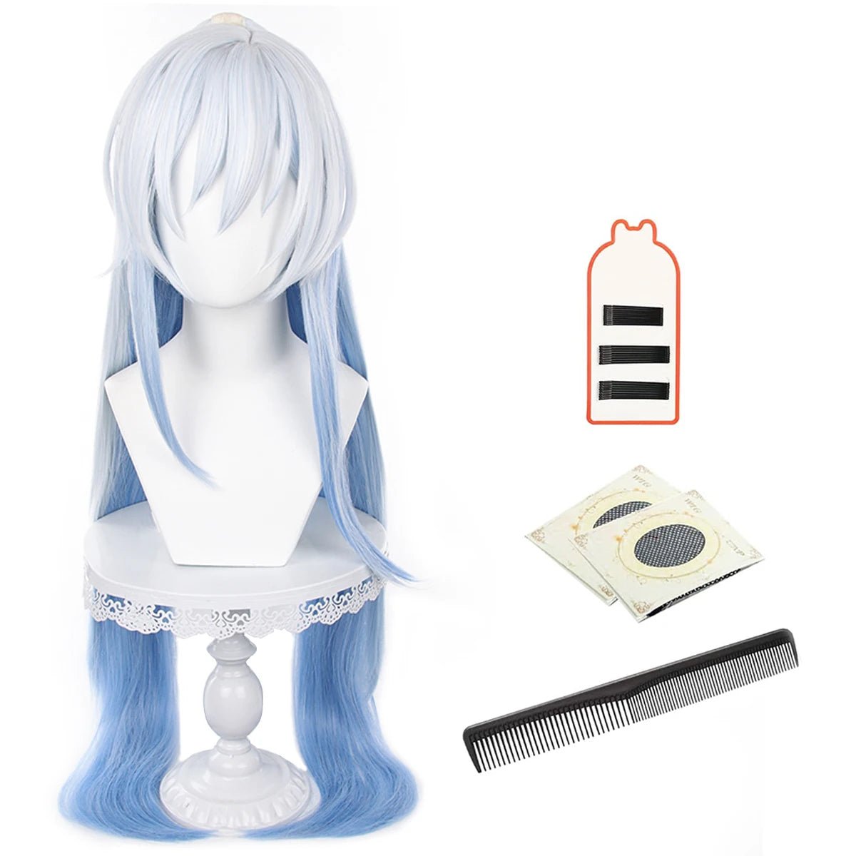 Honkai Star Rail Spiel Jingliu Cosplay Perücke Rosennetz Hitzebeständige Synthetische Faser Kamm Haarnadel Verstellbar Halloween Party