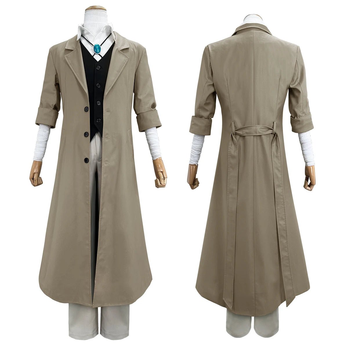 Bungo Anime Dazai Osamu Cosplay Kostüm Perücke Übergroßer Mantel Elastische Hose Weste Hemd Anhänger