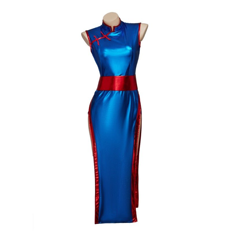 Dragon Ball Chichi Cosplay Kostüm - Sexy Blaues Cheongsam Set