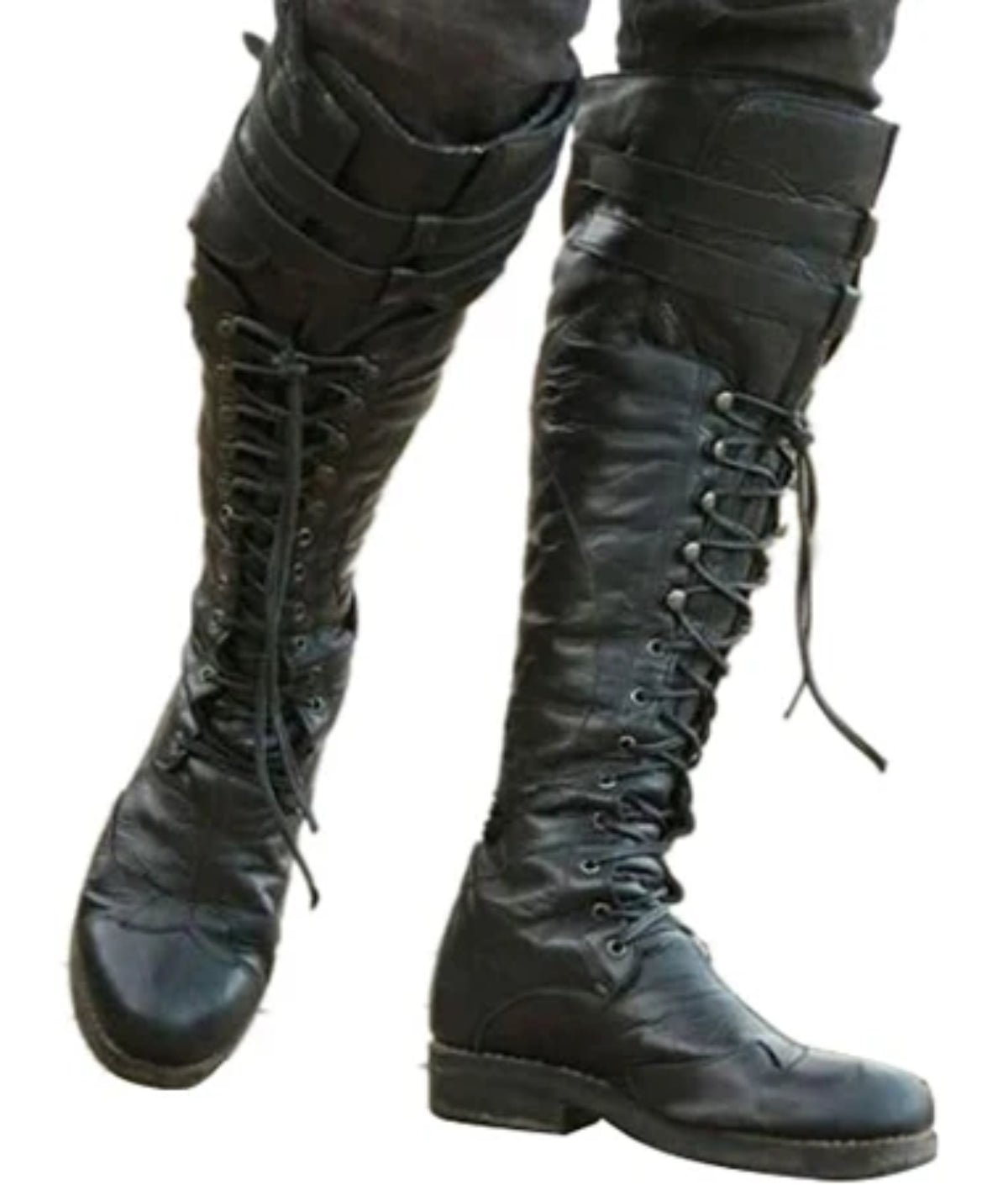 Mittelalterliche Steampunk Cosplay Stiefel für Männer & Frauen, PU Leder Piraten Larp Schuhe