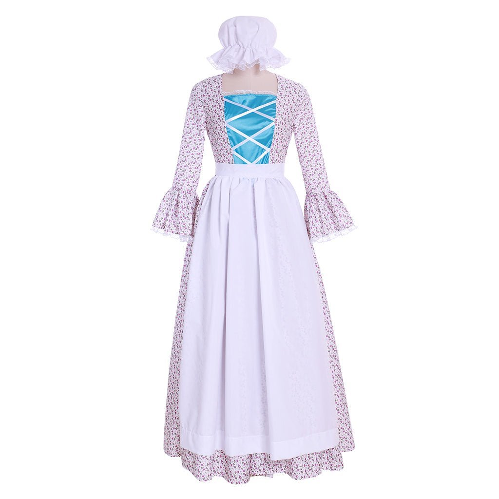 Viktorianisches Pionier-Pilger-Magd Blumen-Prairie-Kleid – Damen Kolonialkleid, Lolita Stil Cosplay