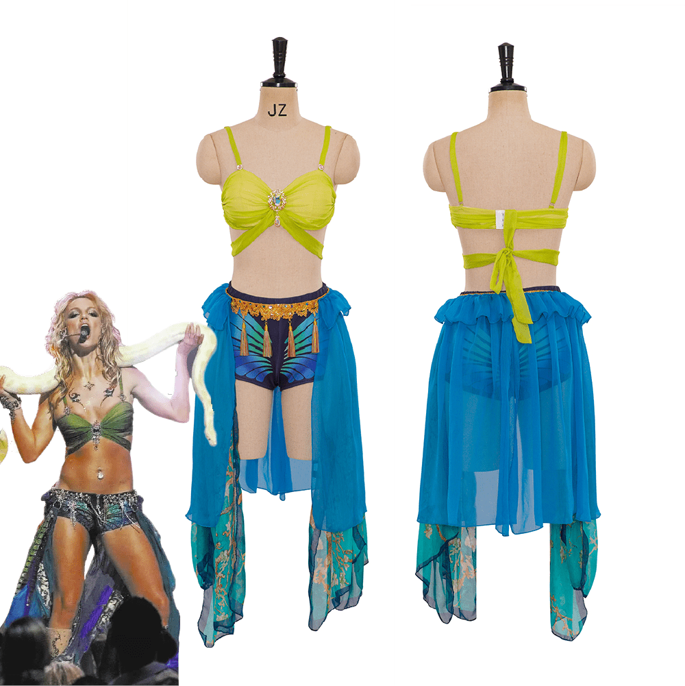 Britney Spears Slave Kostüm Blau Tanzkleid | Sexy Cosplay Outfit