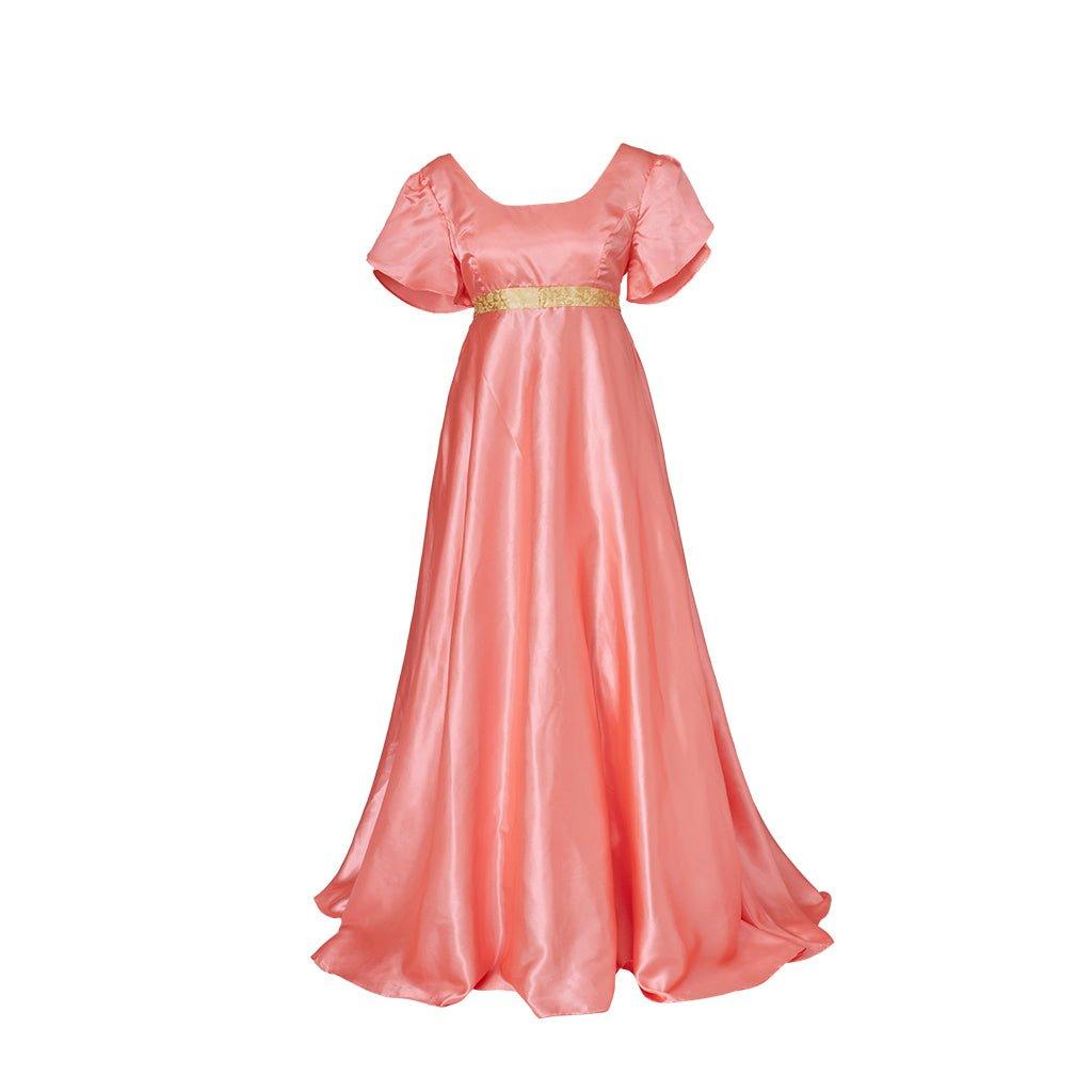 Mittelalterliches Traditionelles Kaiserreich Kleid - Bridgerton Cosplay Kostüm in tieforange seidigem Stoff