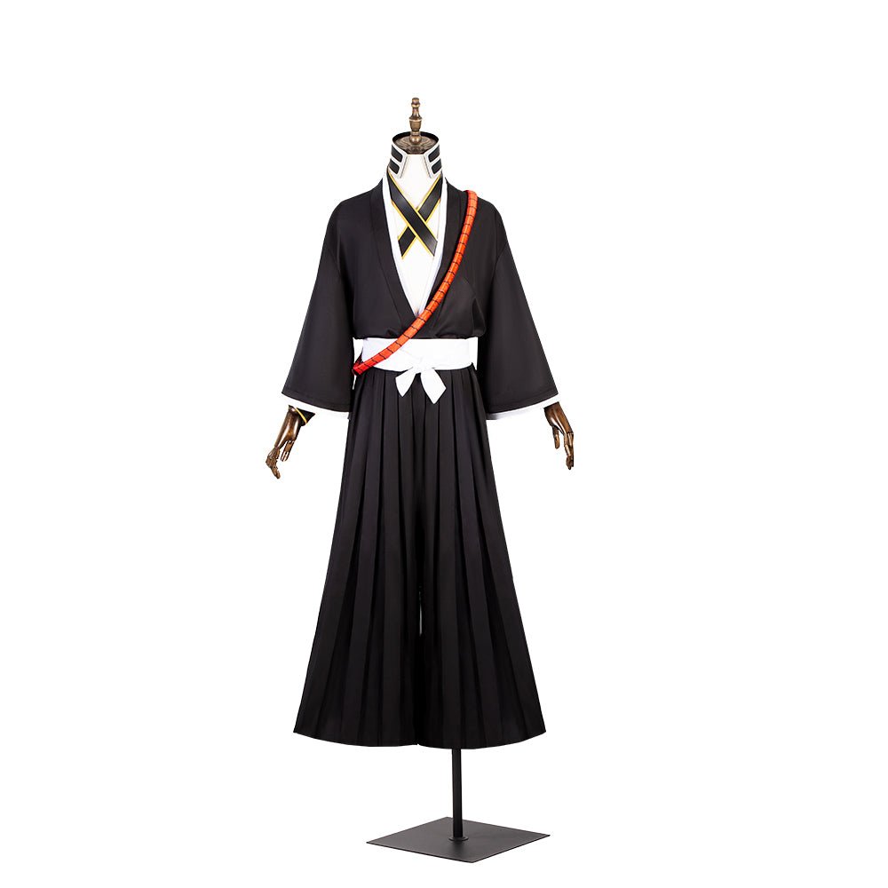 Bleach Kurosaki Ichigo Cosplay Kostüm mit Perücke, Schwarzes Oberteil, Hose, Outfit für Halloween