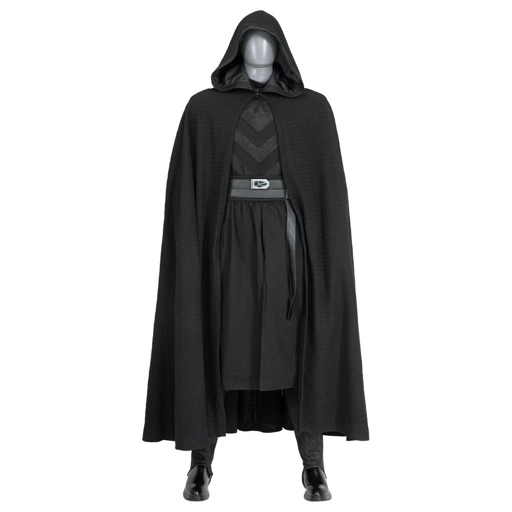 Herren Baylan Skoll Jedi Cosplay Deluxe Ritter Rüstung Set - Schwarzer Kampfanzug mit Kapuzenumhang