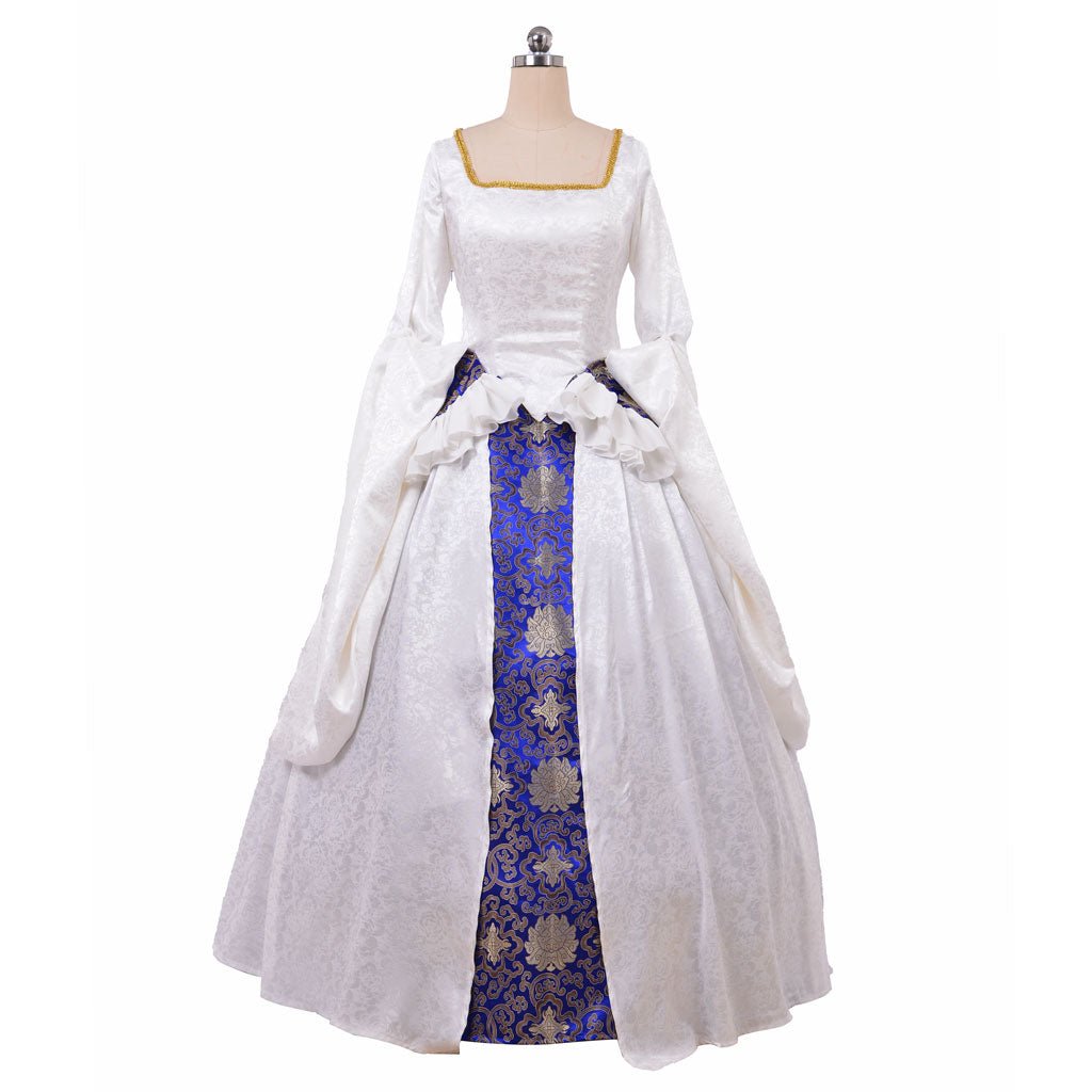 Damen Viktorianisches Tudor Renaissance Kleid | Königin Elizabeth I & Anne Boleyn Weißes Kleid | Cosplay & Halloween Kostüm