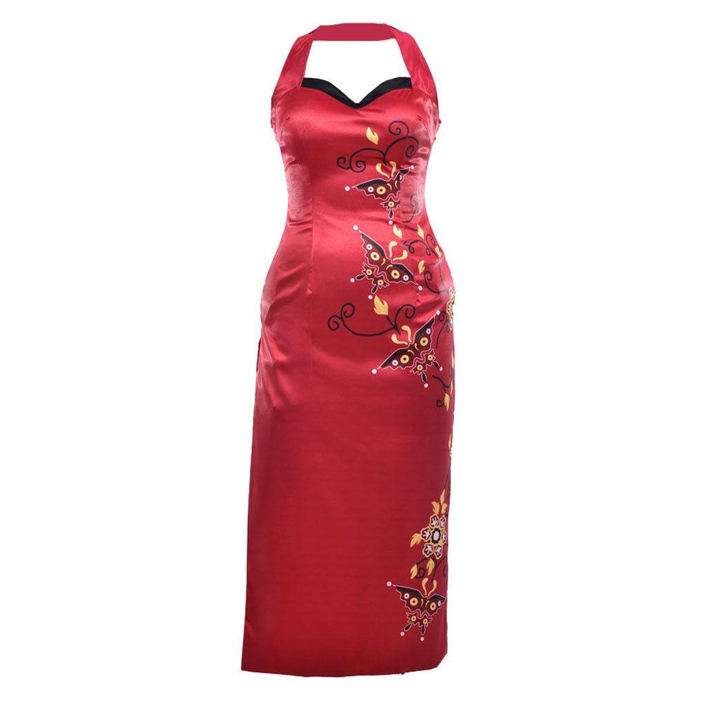 Damen Ada Wong Cosplay Kostüm Rot Bedrucktes Cheongsam Kleid | Resident Evil Film