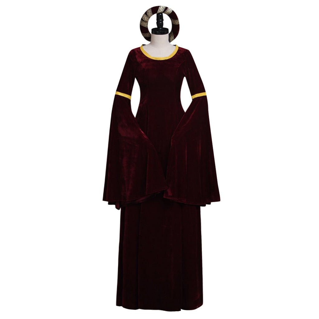 Mittelalterliches Vintage Dunkelrotes Renaissance Kleid Kostüm für Halloween Karneval Cosplay Party