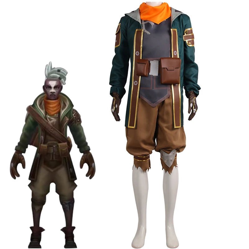 Spiel LOL Arcane Ekko Cosplay Kostüm für Männer Punk Jacke Oberteil Hose Komplett Set Halloween Karneval Party Kampfanzug