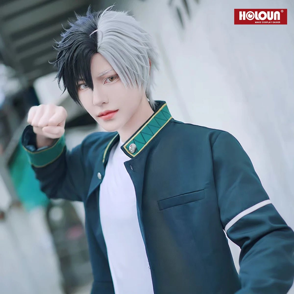 Wind Breaker Anime Haruka Sakura Cosplay Kostüm Perücke Schuluniform Jacke Hose Weißes T-Shirt für Conventions