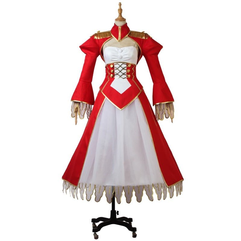Nero Claudius Cosplay Kostüm Rot Weiß Kleid - Fate/Grand Order Weihnachtsoutfit