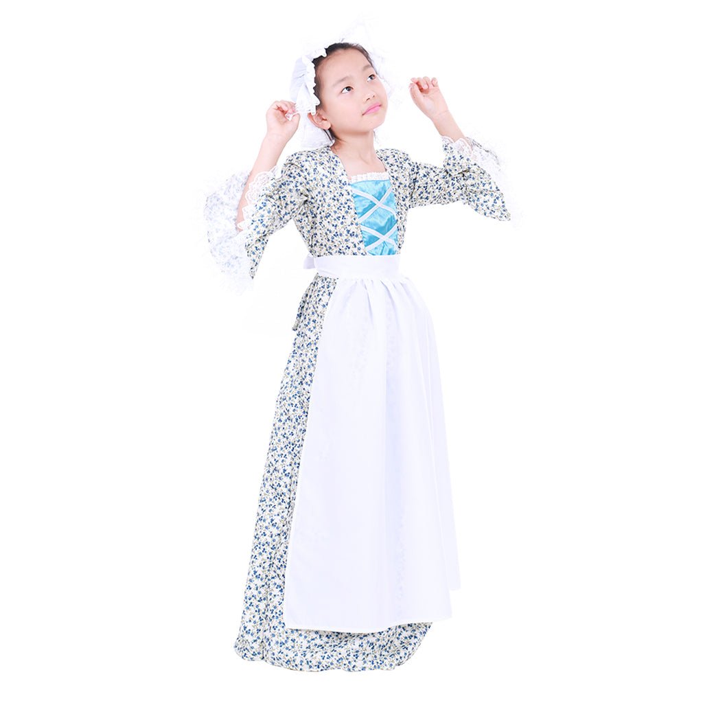 Vintage Landhaus Blumen Pilger Pionier Hauben Set Kolonial Cosplay Kleid