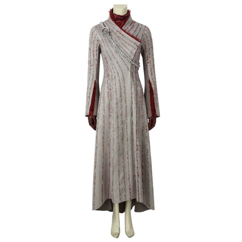 Daenerys Targaryen Cosplay Kostüm - Damen Langarmkleid mit Brosche für Halloween & Partys