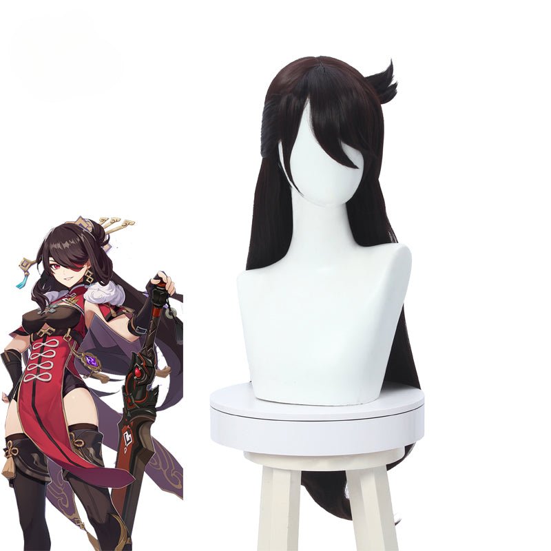 Genshin Impact Beidou Cosplay Perücke 80cm Lang Braun Damen Perücke Hitzebeständig Synthetische Haare