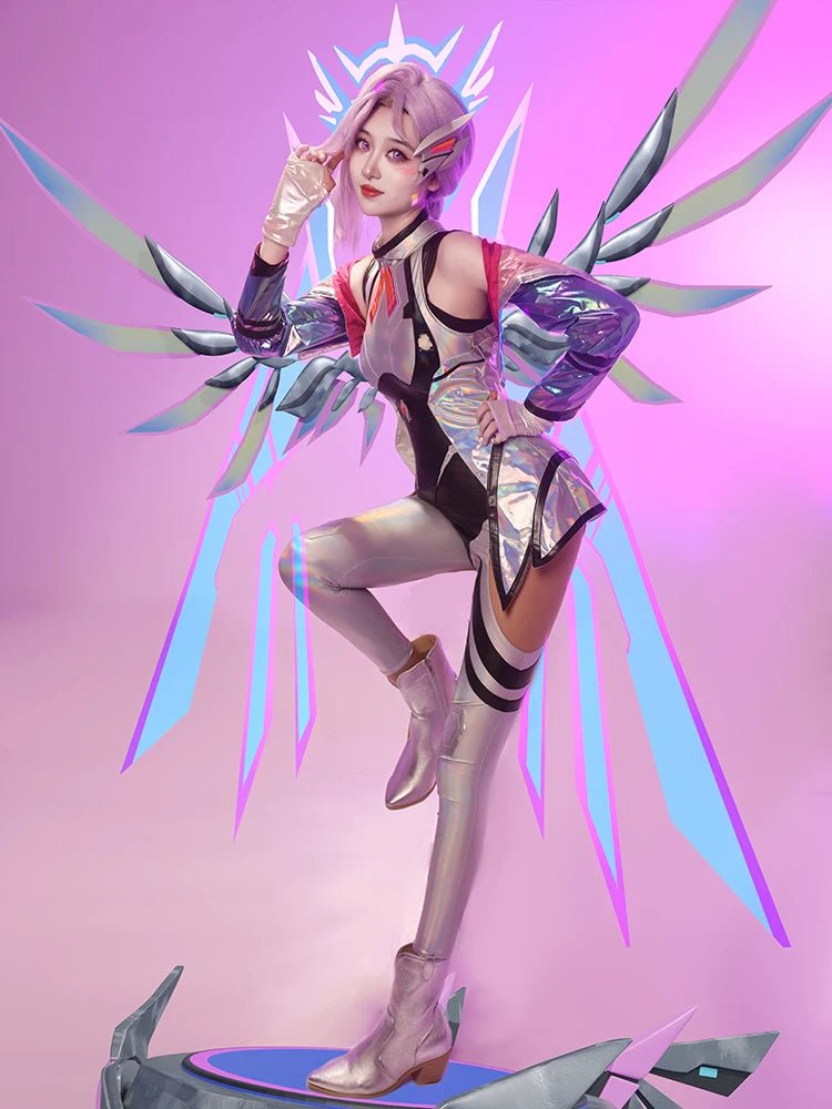 LOL Kampf Taube Seraphine Cosplay Kostüm Spiel LOL Anima Squad Seraphine Cosplay Outfit Halloween Damen Anzug Neuer Skin