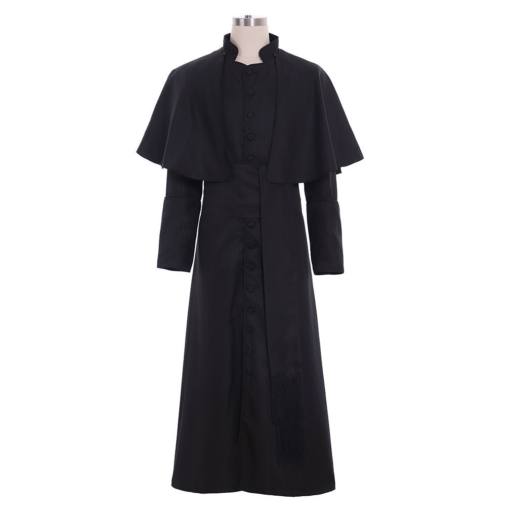 Römische Schwarze Priester Cosplay Robe - Mittelalterliches Geistlichengewand & Gothischer Zauberer Kostüm