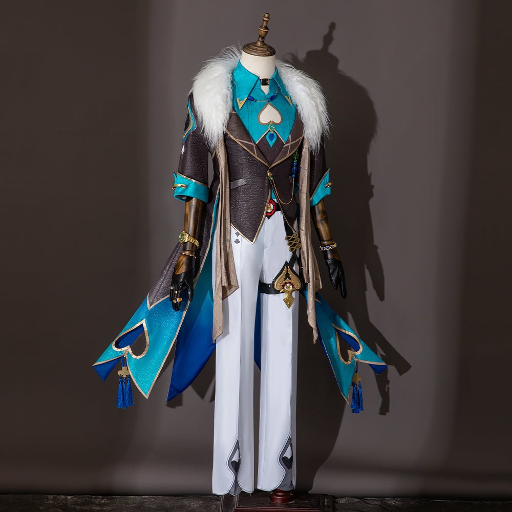 Honkai Star Rail Aventurine Cosplay Kostüm Perücke Ohrringe Set | Spiel Cosplay Zubehör für Männer