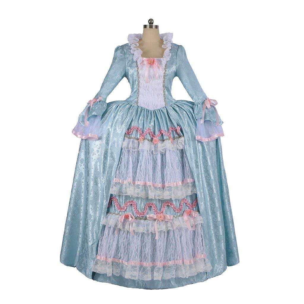 Damen Marie Antoinette Cosplay Kostüm | Blaues Koloniales Rokoko Ballkleid für Erwachsene | Mittelalterliches Vintage Kleid für Cosplay, Halloween, Party & Auftritt