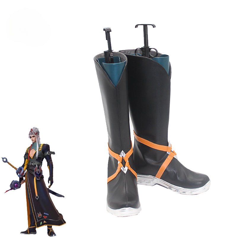 Spiel LOL HEARTSTEEL Yone Cosplay Schuhe Flach Männer Reißverschluss Hohe Stiefel Halloween Party Herrenschuhe
