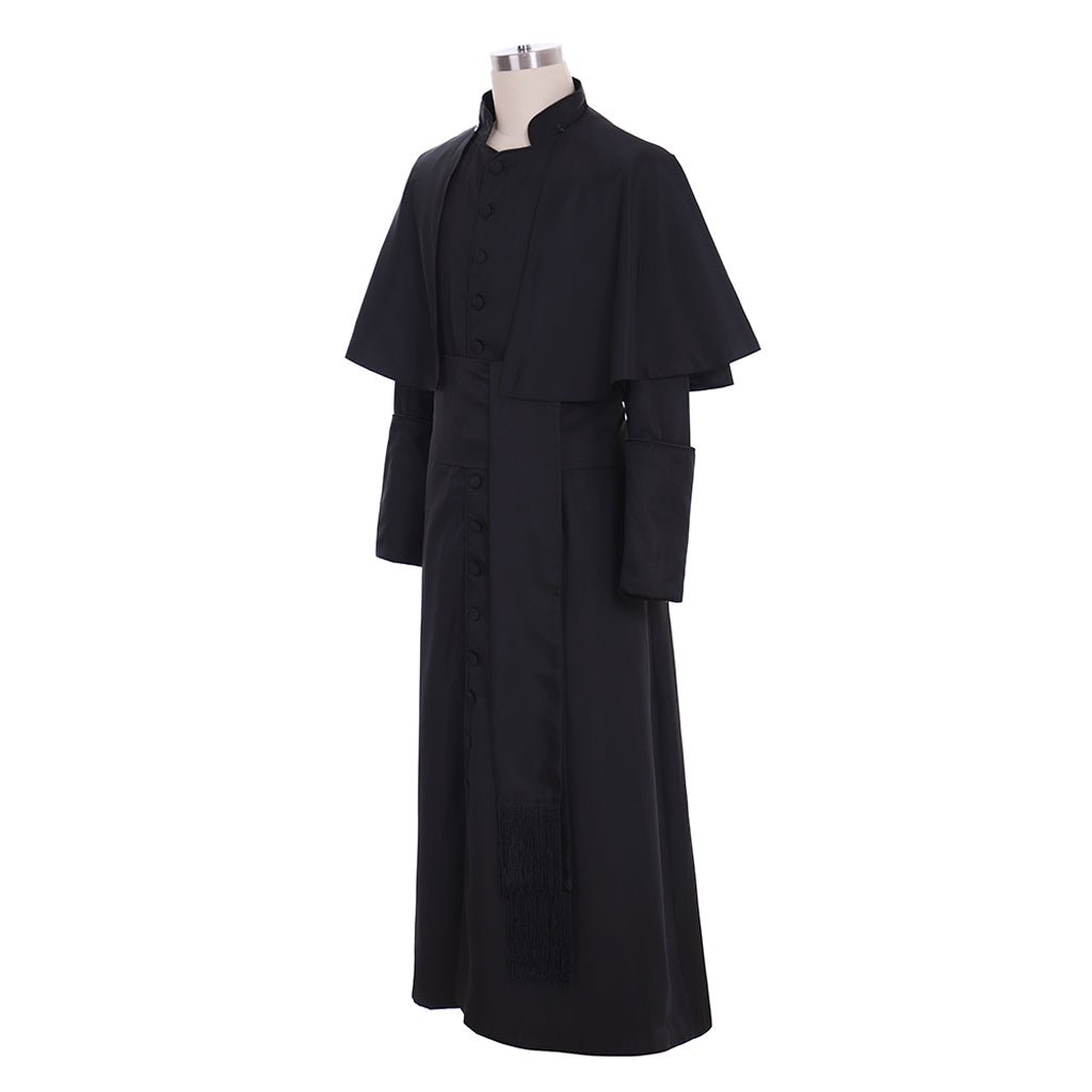 Römische Schwarze Priester Cosplay Robe - Mittelalterliches Geistlichengewand & Gothischer Zauberer Kostüm