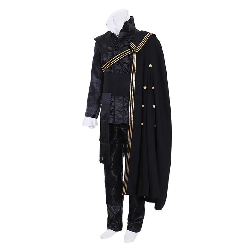 Königin Elizabeth Tudor Schwarzes Mittelalter Cosplay Outfit mit Umhang | Renaissance Herren Vintage Kostüm