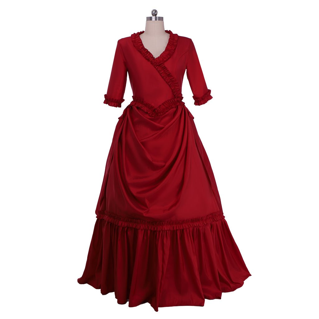 Mina Harker Cosplay Kostüm | Viktorianisches Rotes Ballkleid mit Bustle | Hochzeits- & Cosplay-Kleid für Damen