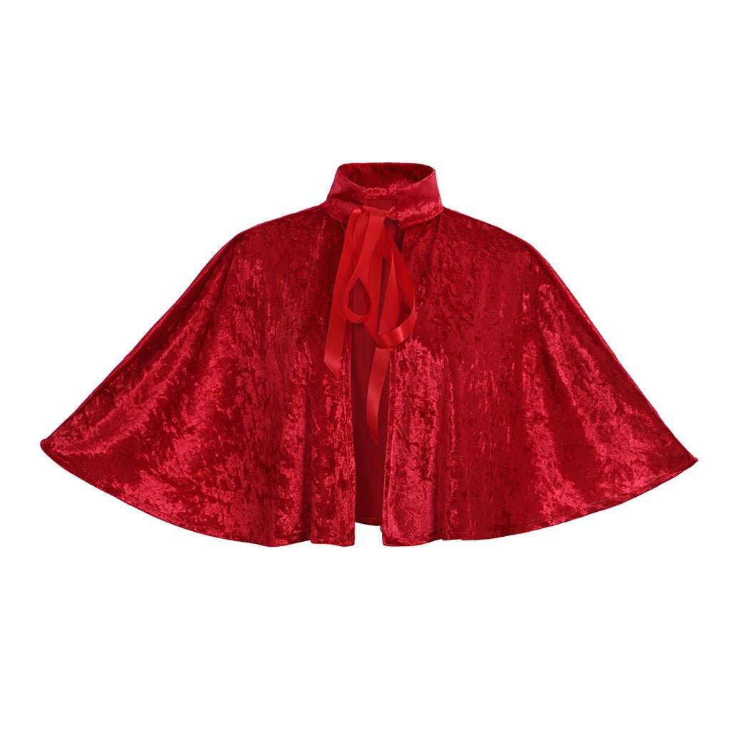 Rotes Viktorianisches Steampunk Cape Gothic Mittelalter Lolita Capelet für Damen – Eleganter Mini Umhang mit Kragen für Cosplay und Mode