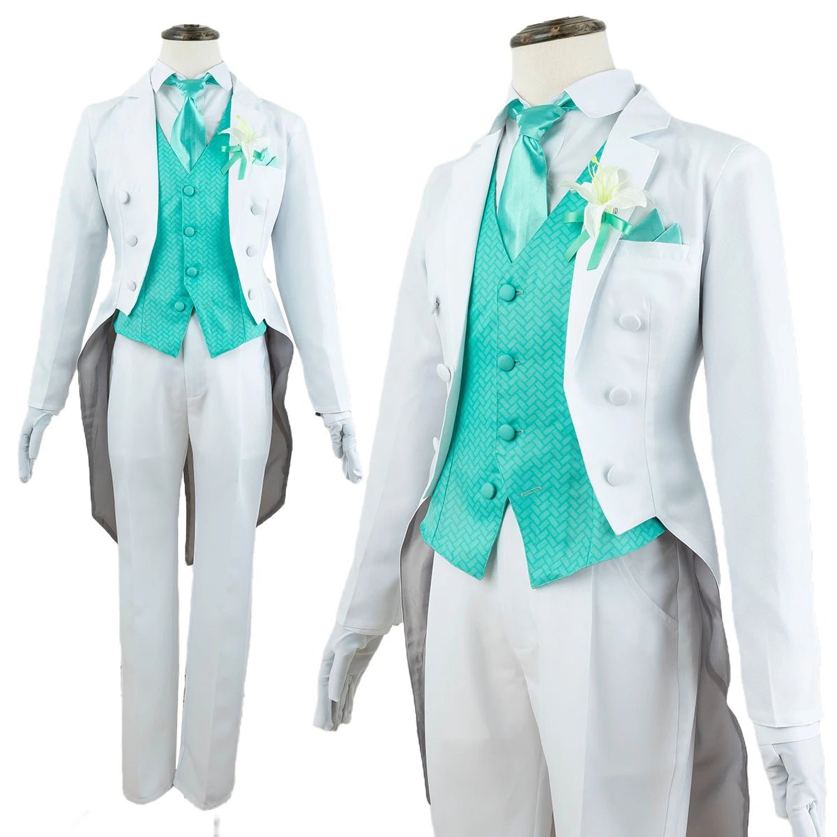 Blue Lock Anime Rin Itoshi Cosplay Kostüm Perücke Ausstellung Smoking Frack Uniform Corsage Rose Synthetische Fasern