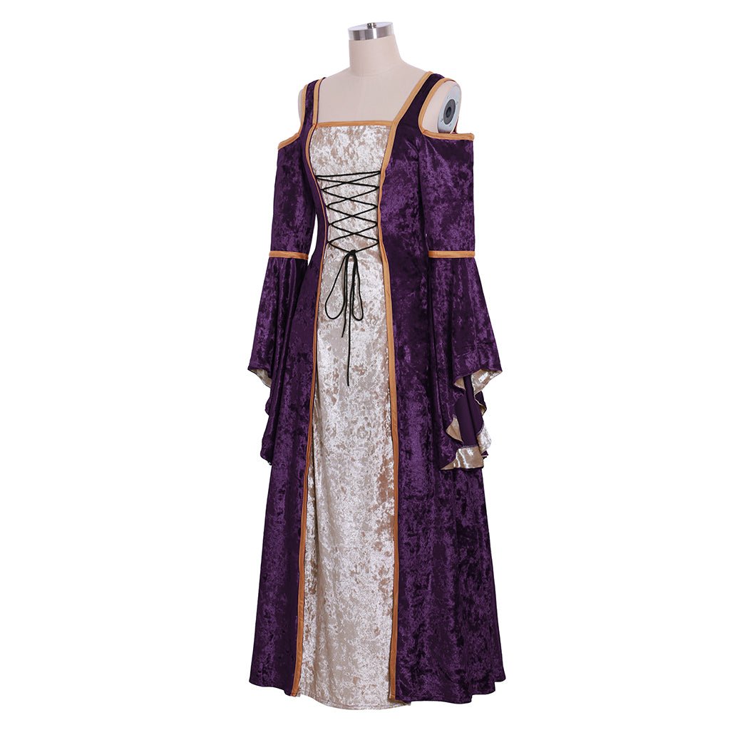 Mittelalterliche Halloween-Kostüme für Frauen Cosplay Palast Adelige Lange Gewänder Antike Glockenärmel Prinzessin Kostüm Hexen Prom Kleid